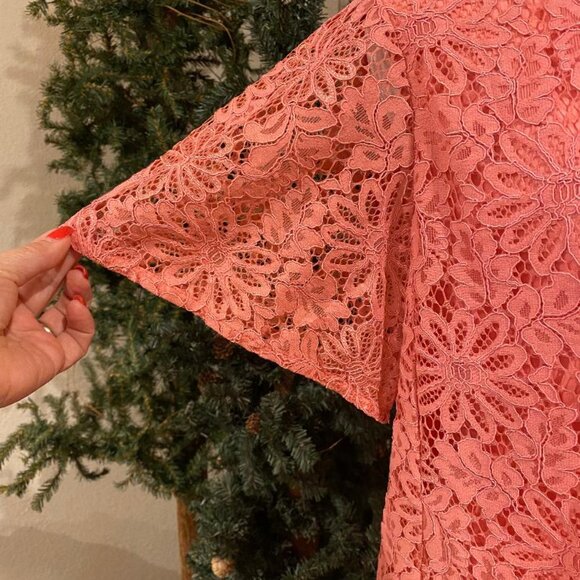 NANETTE LEPORE Blouse Top Gorgeous Salmon Pink Lace MSRP $99 Size MEDIUM! NICE! - Picture 5 of 7